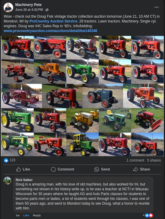 Facebook comment from the Machinery Pete page by Rick Salber